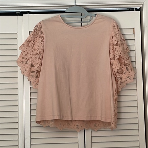 Anthropologie Forever That Girl Grace Tiered Lace Back Top Pink NWOT - Picture 5 of 9